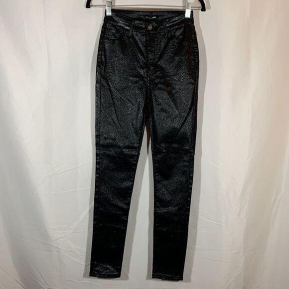 Fashion Nova Double Dare Faux Leather Black Sparkly Pants NWT - Picture 5 of 7